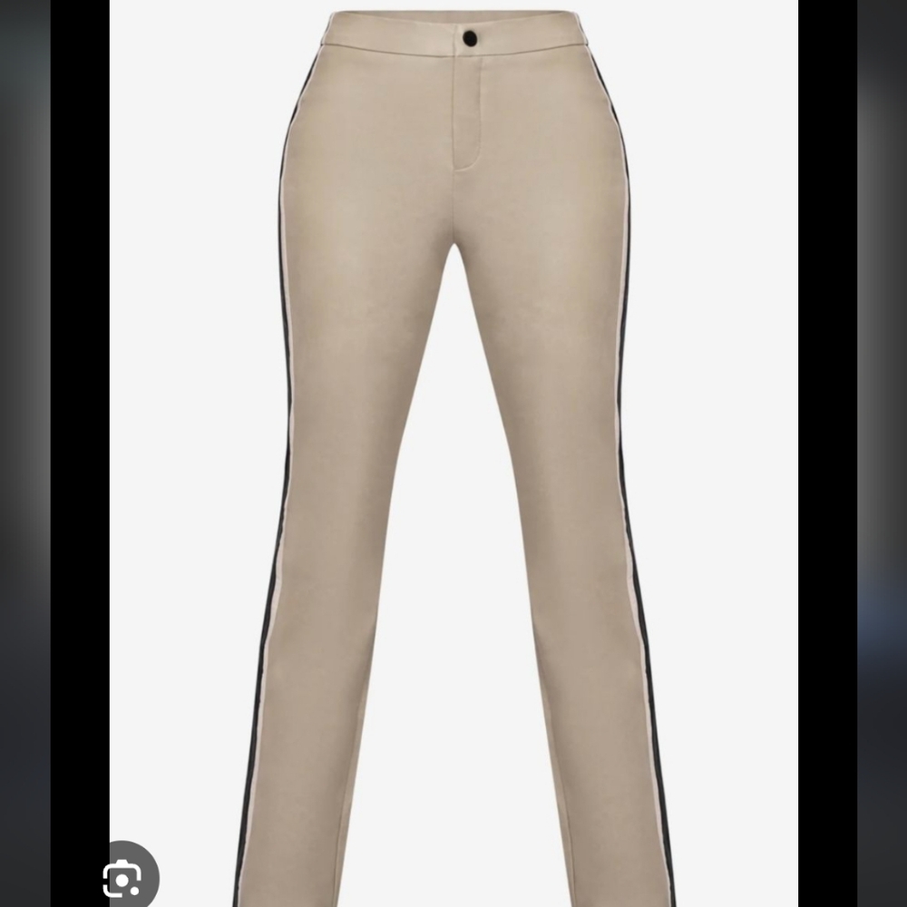 Waydamin Vegan Leather Cream Black straight leg pants xl